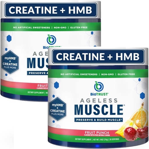 [BRSROBQYO5YWC3DH] BioTrust Agneless Muscle Builder - Cretine HMB Powder with Vitamin D3 & Betaine - Build & Preserve Alaminst Deparing Muscle Mass & Power - Fruit Punch, 60 Servings