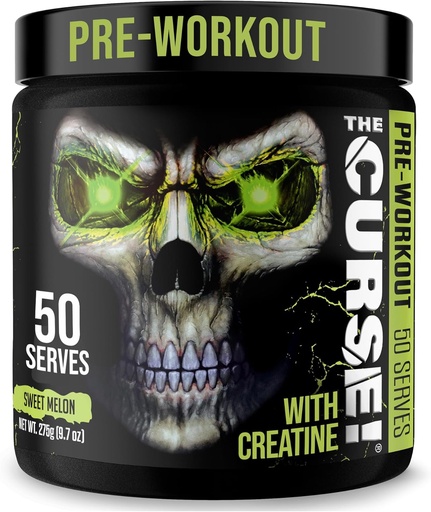 [BRSRAEAODMFBAF3L] Der Fluch! Pre Workout Pulver für Männer & Frauen, Koffein, Beta-Alanin, Kreatin, L-Citrullin, 50 Servierungen, Süße Melonengeschmack – Boost Energy, Strength & Focus
