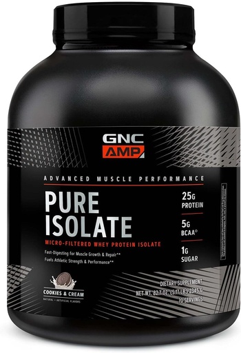 [BRSRMY3YOF4AM23P] GNC AMP Pure Isolate Whey Protein - Cookies & Cream (70 Servings)