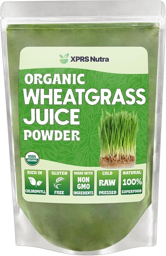[BRSWYAYDCF4BE2DJ] XPRS Nutra Organic Wheatgrass Juice Powder - Sustainably Grown - Instant Wheat Grass Juice Powder Made from Concentrated Juice - More Potent Than Organic Wheatgrass Powder - 8 Ounce