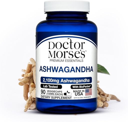 [BRSRAGTQAB6BQ3DG] Ashwagandha 2100mg Supplement, Pure Ashwagandha Powder and Root Extract, Bioperine Black Pepper, Made in FDA-Registered, NSF-Certified Facility, Supports Healthy Stress Levels, 90 Capsules