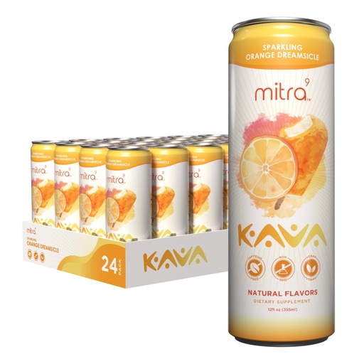 [BRSROGI2O57AAGTX] MITRA-9 Botanical Beverages - Orange Dreamsicle Sparkling Kava Drink With Kava Root Extract - Mood Enhancer - Plant Based - Promotes Natural Calm & Clarity (12 Fl. Oz) (24)