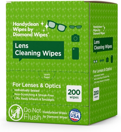 [BRSWECQ3PIFAOA3O] HandyClean Pre-Moistened Lens Cleaning Wipes, Eyeglass Wipes, Screen Wipes, 200 ct of 6 x 5 inches Individually Packed Lens Cleaner Wipes