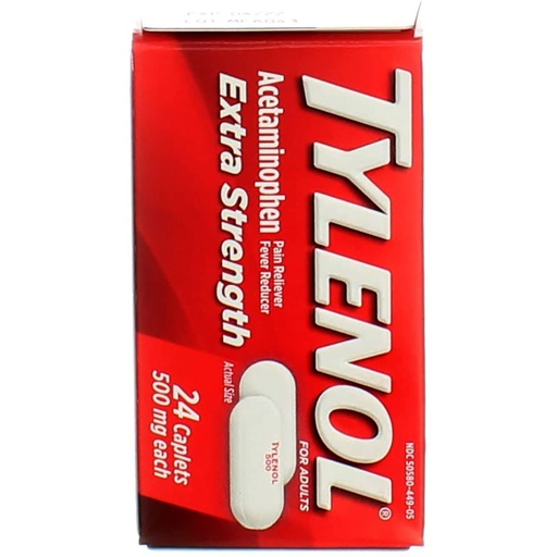 [BRSWGZQCBYIB4EQ4] Tylenol Extra Strength Caplets, 500 mq - 24 kt, 3 paket