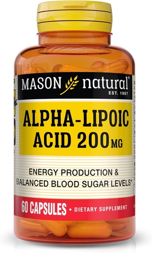 [BRSWKEL3BYBBWYA5] MASON NATURAL Alpha Lipoic Acid 200 mq, Enerji İstehsalçısı, Dietary Supplement, 60 Capsules