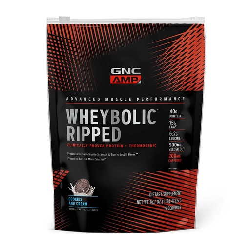[BRSRMCADBAPWA3IY] GNC AMP Wheybolic Ripped - Cookies and Cream (9 Servings)