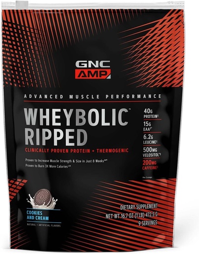 [BRSRMCADBAPWA3IY] GNC AMP Wheybolic Ripped - Cookies en Crème (9 porties)