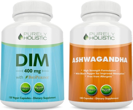[BRSROFD3CB5RAETV] Purely Holistic Dim 400mg & Bioperine + Organic Ashwagandha 1300mg Bundle - 330 Vegan Capsules - Tillverkad i USA