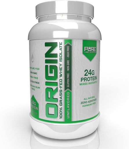 [BRSWGBQTB5YAMCQZ] Pure Etiquette Nutrition 100% herbe-feed, non aromatisé Poudre de protéines isolées (24g) avec acides aminés essentiels, pour la récupération avant et après l'entraînement et la construction musculaire, faible graisse et faibles glucides - 2lbs