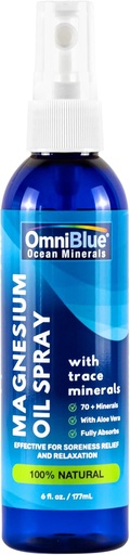 [BRSW2YIRDIDWMDLU] OmniBlue Magnesium & Ocean Mineral Spray- Topical, Ionic & Bioavailable Trace Minerals - Relief for Soreness, Cramps, Joints and Sleep - Spray Absorbs Fast, No Sting - USA Made (6oz)
