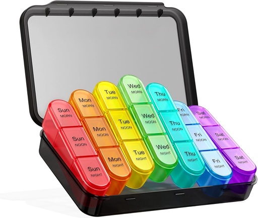 [BRSWYCABDF4GE3Y7] ASprink Pill Organizer 3X a Day - Medicine Pill Organizer - Weekly Pill case - Daily Pill Box 7 Day Organizer Container voor vitamines en medicijnen