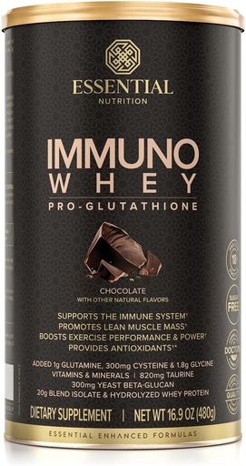 [BRSROBT7OUHRUF3U] 필수 영양 Immuno Whey - Isolate & Hydrolyzed Whey Protein Powder with add Amino Acids to Support Glutathione Production - Beta Glucan - 초콜렛 - 16.9 oz (15 서빙)