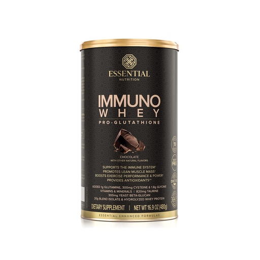 [BRSROBT7OUHRUF3U] Essential Nutrition Immuno Whey - Isolate & Hydrolyzed Whey Protein Powder with Added Amino Acids to Support Glutathione Production - Beta Glucan - Chocolate - 16.9 oz (15 Servings)