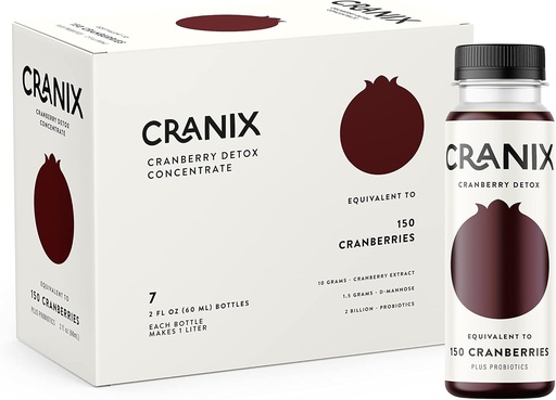 [BRSROYI2DECA233Z] NGL Cranix - Natural Cranberry 2fl oz Detox Shots for Urinary Wellness - 7 Pack - Plus Apple Cider Vinegar, Probiotics, D-Mannose, and Betaine