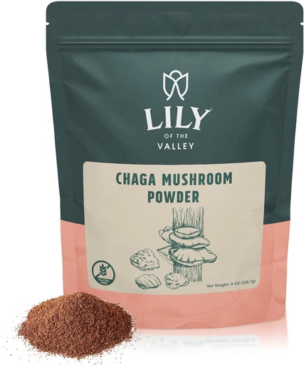 [BRSROAQ3A4CREG3O] LILY OF THE VALLEY Chaga Mushroom Powder - Chaga Extract Superfood for Chaga Tea, Smoothies and Beverages - Keto Friendly - Vegan & Gluten-Free - Packed in Resealable Pouch (16oz, 453g)