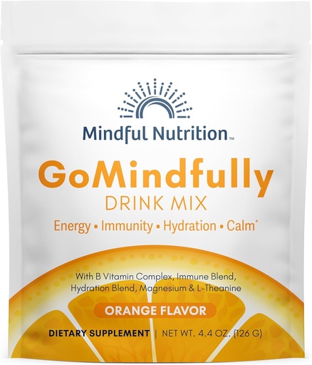 [BRSRAFT7OEDQK2TF] GoMindly Orange Super Pokoj Magnézový prášok Nápoj Mix pre hydratáciu, obnovu, odolnosť a energiu s stopovými minerálmi, Essential Vitamíny, L-teanín a B vitamínový komplex