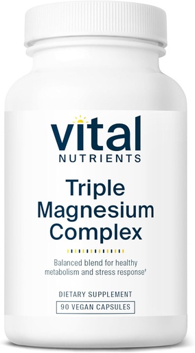 [BRSWIYQFBUDAAYI5] Vital Nutrients Triple Magnesium Complex Supplement | Vegan Magnesium Glycinate, Malate & Oxide 250mg | Easily Absorbed Magnesium Supplement for Stress, Muscle, Heart, Bone Support | 90 Capsules
