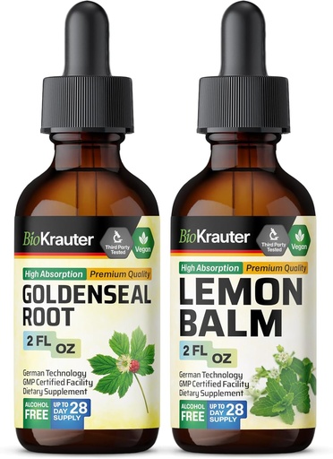 [BRSRAGI5PIJWEGTV] BIO KRAUTER Goldenseal Tincture 2 Fl. Oz. & Lemon Balm Tincture 2 Fl. Oz.