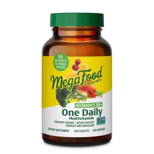 [BRSWGFAPOIJRS3Q4] MegaFood Multivitamin for Women 55+ One Daily Womens Multivitamin with Vitamin D3, C, Zinc & Bioavailable Vitamin B12 & Folate - Healthy Aging, Brain & Bone Health, Vegetarian, 120 Tablets