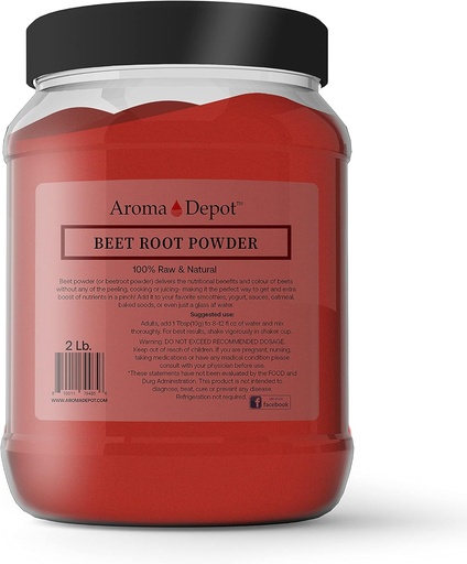 [BRSWYATQPMMQMFAU] Beet Root Powder 2 lb. by Aroma Depot Raw & Non-GMO I Vegan & Gluten Free I Nitric Oxide Booster I Boost Stamina and Increases Energy I Immune System Booster I 100% Natural