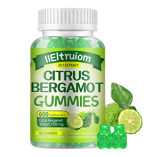[BRSRAGQ3AECRQ23J] Citrus Bergamot 1500mg, Citrus Bergamot Gummies for Healthy Cholesterol, Bergamot Supplements 25:1 Extract from Italy Bergamot, Resveratrol & Niacin - Natural Vegan 60 Gummies