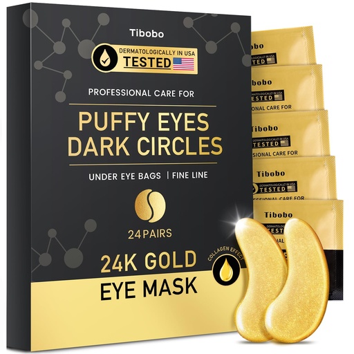 [BRSROAT6CQMQ2DLZ] Under Eye Patches (24 Pairs) - 24K Gold Eye Masks Enriched with Abundant Collagen | Diminish Dark Circles and Puffiness | Anti-Aging, Smooth Fine Line, Nourish Skin - Gifts for Women Skin Care