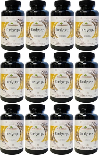 [BRSWIELZO4PQ2EI7] Aloha Medicinals Prure Cordyceps, 认证有机蘑菇补充品, 支持豁免和能源, 包装每包12, 90 Capsules