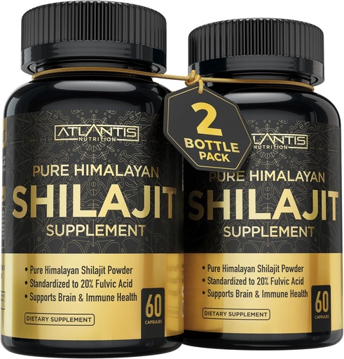 [BRSROGI5C4MWCE3O] Atlantis Nutrición Himalayan Shilajit Capsules Formulado con 20% Ácido Fulvico Silencio 1000MG Por Serving — 10:1 Extracto Silencioso USA Hecho Silencio Himalayan Shilajit Suplemento para Hombres &amp; Mujeres