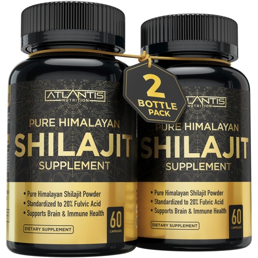 [BRSROGI5C4MWCE3O] Atlantis Nutrition Himalayan Shilajit Capsules Formulated with 20% Fulvic Acid | Himalayan Shilajit Supplement for Men & Women | 120 Capsules