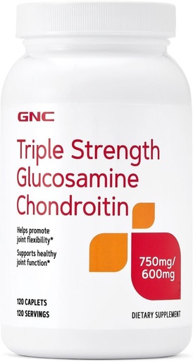 [BRSWIFAOBEOAM2A7] GNC Triple Strength Glucosamine Chondroitin 750mg/600mg, 120 Caplets, Supports Healthy Joint Function