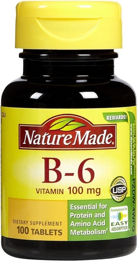 [BRSWIYYOPMJQY3Y3] Nature Made Vitamin B6 100 mg Tabs, 100 ct
