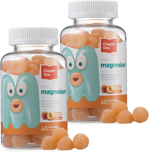 [BRSROHQYO5YAICD2] Capítulo Um Gummies Magnésio, Grande Magnésio de Prova para Crianças, Calm Kids Magnésio, Gummies Magnésio para Mulheres e Homens, Certificado Kosher (Peach) (2 Pack)