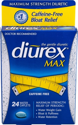 [BRSWIZLZC4JQIEY5] Diurex Max Water Caplets Caffeine miễn phí - 24 Caplets, gói 2