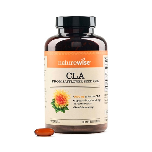[BRSWIHI5CAHWGFI3] NatureWise CLA 1250 - Conjugated Linoleic Acid Supplement for Women and Men, Not Stimulating, Supports Healthy Weight, Fitness Goals - Non-GMO, Gluten Free - 90 Softgels[1-Month Supply]