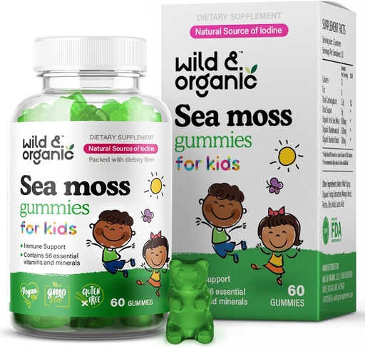 [BRSWYAQYBEDQG3LJ] 野生和有机爱尔兰海 Moss Gummys for Kids 800mg - 与Bladderwrack的免疫支持 - Vegan Sea Moss Gel Chews for 整体支持 - 60 非GMO Seamoss Gel Gummys