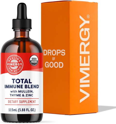 [BRSROAQTCUPR4ALO] Vimergy Total Immune Blend * Liquid Supplement, 57 Servings Fast-Absorbing Immune Support - All-Season, Zink, Thyme och Mullein Drops Non-GMO, Vegan, USDA Organic, Immunity Support för vuxna (115 ml)