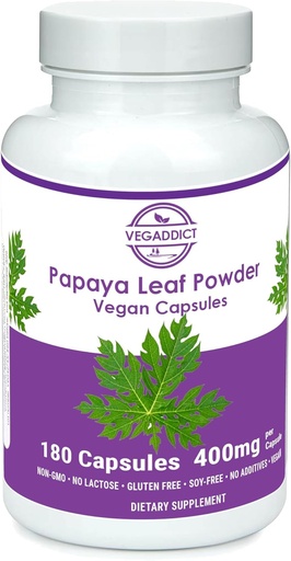 [BRSRAGT5CB7GGHI2] Papaya Leaf Powder | 340mg Capsules | ethycally sourced | Platelet Support | Gluten & Lactose Free | Soy-Free | No Additives | Non-GMO | Vegan | Nutritional Supplement | Dietary Supplement (180X)
