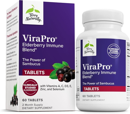[BRSWI2QQCIAA43TA] Terry Naturally ViraPro - Supplement with Herbal Blend for Immune Support - Supplement with Elderberry, Zinc & Selenium - Support Immune Response - 60 Tablets