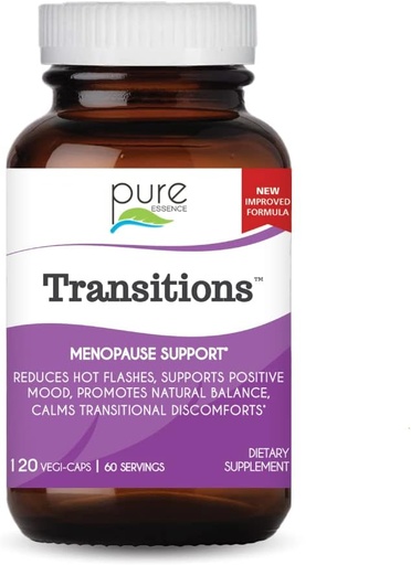 [BRSWIZIABF4R22A7] Pure Essence Labs Transitions Vitamins for Women, Natural Menopause Relief Supplement to Promote Hormone Balance, Reduce Hot Flashes, Mood Swings & Night Sweats, 120 Capsules