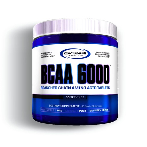 [BRSWYEIRB4HAEFLO] Gaspari Nutrition, BCAA 6000, Branch Chained Amino Acid Tablets, Decrease Muscle Soreness and Fatigue, Optimize Aerobic and Anaerobic Sports Performance (30 Servings)
