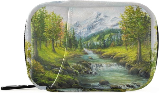 [BRSRMZALA5YQYG32] Peinture à l'huile Spring Forest Pill Box 7 Day Pill Case Bag Travel Pill Organizer Bag avec zipper Portable Weekly Case Taille compacte pour support de supplément de vitamine