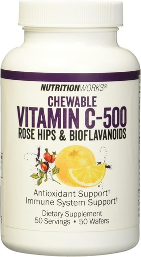 [BRSRMHQ5O55WEYD3] NutritionWorks Vitamin C Chewable, Supports Immune System, Potent Antioxidants, 50 Servings
