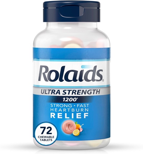 [BRSWIF37PMDGMCTE] Rolaids Ultra Strength Antacid Chewable Tablets, Assorted Fruit, 72-Count