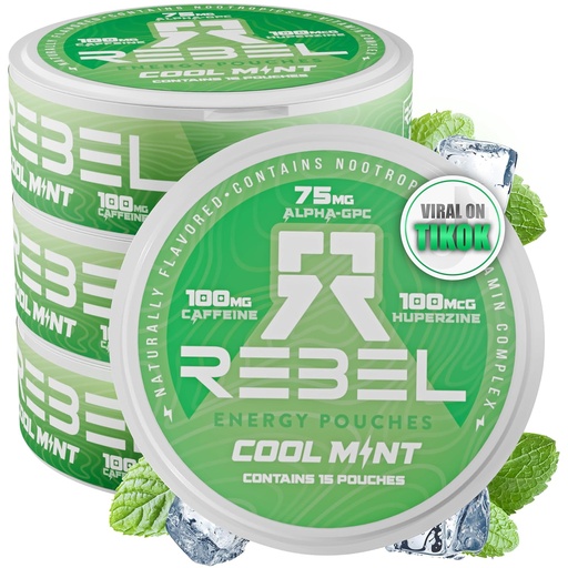 [BRSRA2Y7OZ7RQCDA] Nootropic Energy Caffeine Pouches • 100mg Caffeine • Alpha GPC • Huperzine A & Essential Vitamins • Sugar-Free • Coconut Fiber Technology • Cool Mint Flavor • 15 Pouches Per Can (Pack of 4)