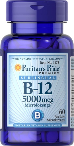 [BRSWI2T2BNYBQ33K] Puritans Pride Vitamin B-12 aiuta a convertire il cibo in energia* 5000 Mcg Sublingual- Microlozenges, 60 conte (Pacchetto di 1)