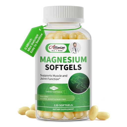 [BRSRO2YTAUGRAETG] Magnesium Glycinate 500mg Softgels Supplement, Small Easy to Swallow Magnesium Gelcaps High Absorption for Night Leg&Sleep Support, Muscle&Bone, Calm, Non GMO, 120 Gelcaps, 60 Day Supply
