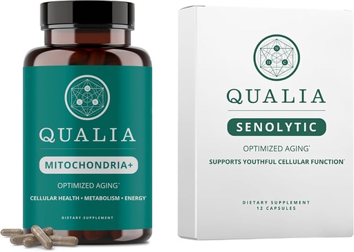 [BRSROCA2AQIA4H3B] Qualia Life Sciences Bundle Qualia Mitokondria+ & Qualia Senolyyttiset, ikääntyvät lisäravinteet, jotka tukevat optimaalista solujen korjausta ja nuorentamista