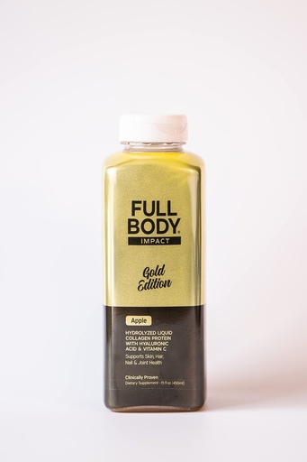 [BRSRMCQECMJRMYA6] Liquid Collagen Protein w/Hyaluronic Acid & Vitamin C - Gold Edition (Apple), 16,000mg (16g) Hydrolyzed Collagen Peptides for Healthy Hair, Skin, Nails & Joints - 15oz Bottle
