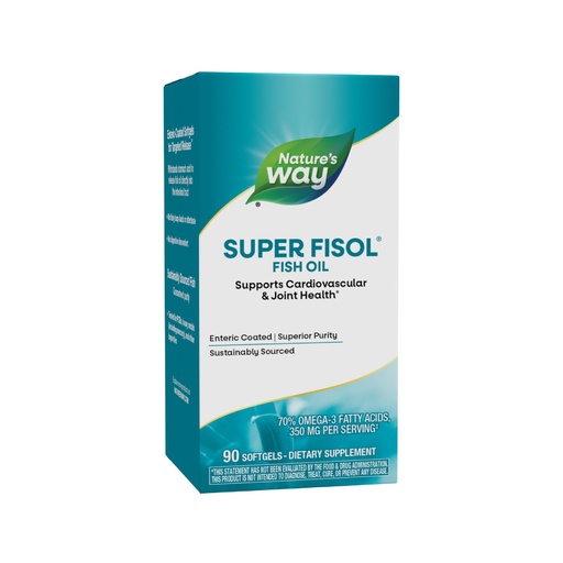 [BRSWIYQOCYARSDTE] Nature's Way Super Fisol Fish Oil Softgels, Omega-3 Supplement with EPA and DHA, Supports Joint & Cardiovascular Heart Health*, Enteric-Coated Softgels, 350 mg per Serving, 90 Count