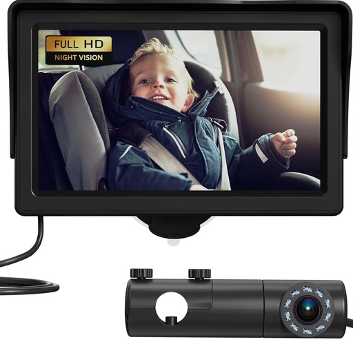 [BRSROYLQCINGOHIU] Baby Car Camera, HD Display Baby Car Mirror with Night Vision Feature, 4.3 inch Baby Car Camera with Monitor Wide Clear View, BackSeat Camera Rear Facing to Observe Baby’s Every Move